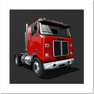 1980 White Road Commander 2 Cabover Truck in red Posters and Art